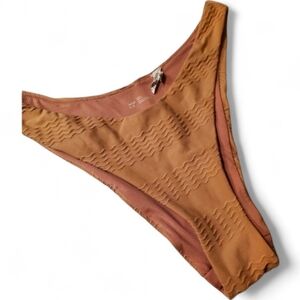 AERIE Cheeky Nude Textured High Cut Bikini Bottom - Medium